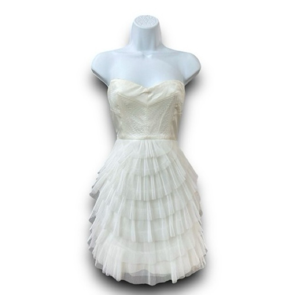 BCBGMaxAzria Strapless White Layered Dress